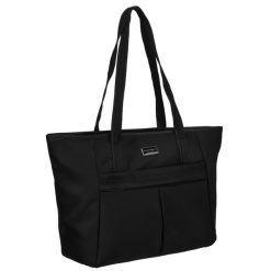 Shopper damska Peterson PTN CTY-08 czarna. Czarne shopper bag Peterson, bez wzorów, ze skóry ekologicznej, bez dodatków. Za 89.99 zł.