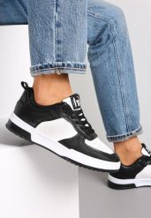 Biało-Czarne Sneakersy z Imitacji Skóry z Kolorowymi Wstawkami Cardatea. Czarne obuwie sportowe damskie Renee, ze skóry, bez zapięcia. Za 39.99 zł.