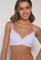 Biały Klasyczny Biustonosz o Gładkim Wykończeniu z Kokardką Adothyia. Białe biustonosze Born2be, bez wzorów. Za 19.99 zł.