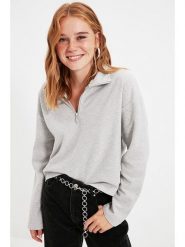 Trendyol Bluza w kolorze szarym rozmiar: S. Szare bluzy damskie Trendyol, s, bez wzorów, bez kaptura. Za 152.99 zł.