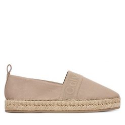 Espadryle Calvin Klein. Brązowe espadryle damskie Calvin Klein, bez wzorów, bez obcasa. Za 369.99 zł.