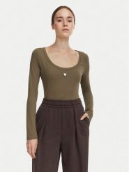 Guess Body V4YP07 J1314 Khaki Slim Fit. Brązowe body i gorsety Guess, z aplikacjami, z bawełny. Za 194.99 zł.