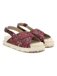 Goby Skórzane sandały w kolorze beżowo-ciemnoczerwonym rozmiar: 36. Brązowe sandały damskie Goby, bez wzorów, z otwartym noskiem, bez obcasa, bez zapięcia. Za 152.99 zł.