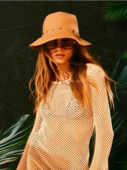 Plecioy kapelusz z koralikami - beżowy. Brązowe kapelusze damskie Sinsay, bez wzorów. Za 25.99 zł.