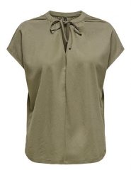 ONLY Bluzka "Jany" w kolorze khaki rozmiar: XS. Brązowe bluzki damskie Only, xs, bez wzorów, bez kołnierzyka, bez ramiączek. Za 65.85 zł.