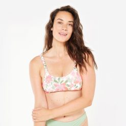 Góra kostiumu kąpielowego surfingowego damska Roxy Heyly. Brązowe bikini Roxy, bez wzorów, z elastanu. Za 159.99 zł.