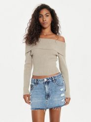 Guess Sweter Nina W4BR73 Z3K92 Beżowy Slim Fit. Brązowe swetry klasyczne damskie Guess, xxl, z syntetyku, bez kołnierzyka. Za 179.99 zł.