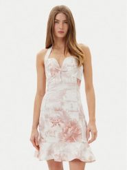 Guess Sukienka letnia W5GK40D5NC1 Biały Slim Fit. Białe sukienki damskie Guess, z aplikacjami, z bawełny, bez ramiączek. Za 549.99 zł.