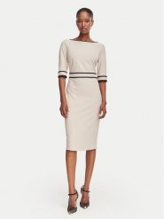 Rinascimento Sukienka koktajlowa CFC0131086003 Beżowy Slim Fit. Brązowe sukienki damskie Rinascimento, bez wzorów, z syntetyku, wizytowe, bez ramiączek. Za 524.99 zł.