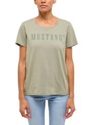 Mustang Koszulka "Alma" w kolorze zielonym rozmiar: XL. Zielone bluzki damskie Mustang, xl, bez wzorów, z bawełny, bez kołnierzyka, bez ramiączek. Za 56.93 zł.