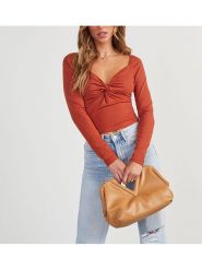 Milan Kiss Koszulka w kolorze czerwonobrązowym rozmiar: XL. Brązowe koszulki damskie Milan Kiss, xl, bez wzorów, ze splotem, bez kołnierzyka, bez ramiączek. Za 104.99 zł.