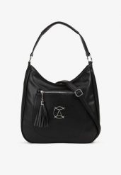 Czarna Torebka Typu Shopper Ozdobiona Frędzlami Felluria. Czarne shopper bag Born2be, bez wzorów, z jeansu, bez dodatków. Za 89.99 zł.