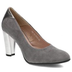 Szare Czółenka Karino Skórzane Buty Na Obcasie. Szare czółenka damskie Karino, z aplikacjami, ze skóry, bez obcasa, na obcasie. Za 209.00 zł.