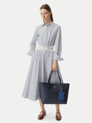 Tommy Hilfiger Torebka Th Icon Tote AW0AW18724 Granatowy. Niebieskie shopper bag Tommy Hilfiger, bez wzorów, ze skóry, bez dodatków. Za 649.99 zł.