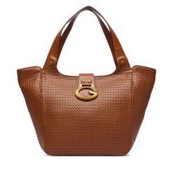 Torebka Guess. Brązowe shopper bag Guess, z aplikacjami, bez dodatków. Za 714.99 zł.