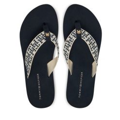 Japonki Tommy Hilfiger. Niebieskie klapki damskie Tommy Hilfiger, bez wzorów, bez obcasa, bez zapięcia. Za 169.99 zł.