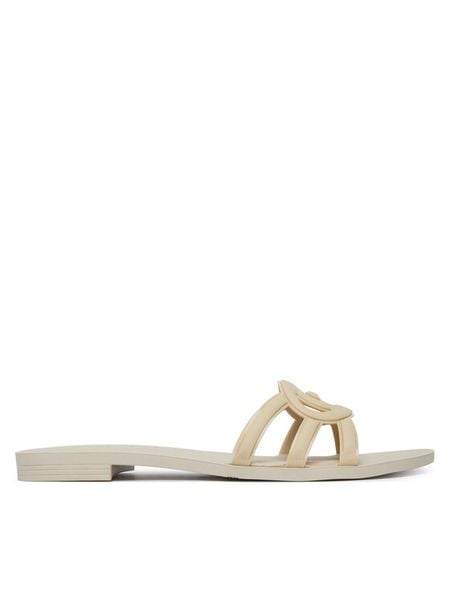 Guess Klapki FLJHO2 ELE03 Beżowy. Brązowe klapki damskie Guess, z aplikacjami, z syntetyku, bez obcasa, bez zapięcia. Za 162.99 zł.