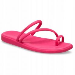 Klapki Dla Dorosłych Crocs Miami Toe Loop. Brązowe klapki damskie Crocs, bez wzorów, z materiału, bez obcasa, bez zapięcia. Za 199.99 zł.