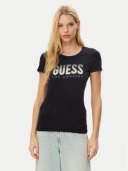 Guess T-Shirt W5GI14 J1314 Czarny Regular Fit. Czarne t-shirty damskie Guess, s, z aplikacjami, z bawełny, bez kołnierzyka. Za 99.99 zł.