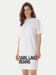 Karl Lagerfeld Jeans Sukienka codzienna B1W13054 Biały Regular Fit. Białe sukienki damskie Karl Lagerfeld Jeans, bez wzorów, z bawełny, bez ramiączek. Za 439.99 zł.