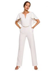 Made of emotion Kombinezon w kolorze kremowym rozmiar: XL. Brązowe kombinezony damskie Made Of Emotion, xl, z aplikacjami, bez kołnierzyka, bez ramiączek. Za 211.81 zł.