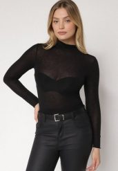 Czarna Bluzka z Golfem Typu Longsleeve z Wiskozy z Kaszmirem Fedine. Czarne golfy damskie Born2be, s, bez wzorów, z jeansu, bez ramiączek. Za 89.99 zł.