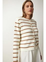 Happiness Istanbul Kardigan w kolorze kremowo-jasnobrązowym rozmiar: onesize. Brązowe kardigany damskie Happiness Istanbul, bez wzorów, ze splotem. Za 131.74 zł.