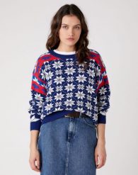 WRANGLER ALPINE RAINBOW KNIT DAMSKI SWETER KLASYCZNY ESTATE BLUE W8N5QCX09 112132406. Niebieskie swetry klasyczne damskie Wrangler, s, bez kołnierzyka. Za 169.99 zł.