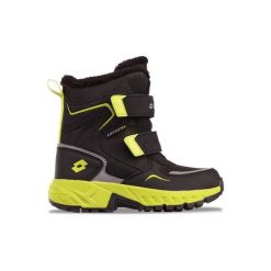 Buty trapery zimowe ocieplane LOTTO ALSTYNE TEX K. Czarne trapery damskie Lotto, na zimę, bez zapięcia. W wyprzedaży za 124.00 zł.