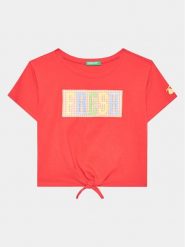 United Colors Of Benetton T-Shirt 3096C10BU Czerwony Regular Fit. Czerwone koszulki i t-shirty dziewczęce United Colors Of Benetton, bez wzorów, z bawełny, bez kołnierzyka, bez ramiączek. Za 49.99 zł.