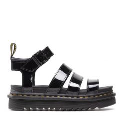 Sandały Dr. Martens. Czarne sandały damskie Dr Martens, bez wzorów, bez obcasa, na płaskiej podeszwie, bez zapięcia. Za 699.99 zł.