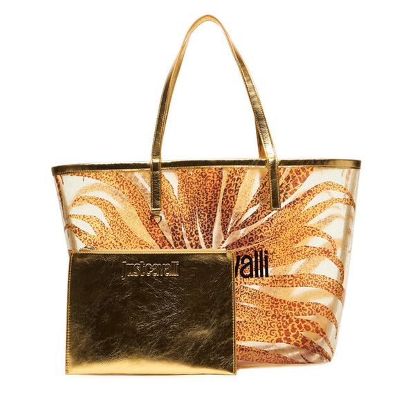 Torebka Just Cavalli. Żółte shopper bag Just Cavalli, bez dodatków. Za 495.99 zł.