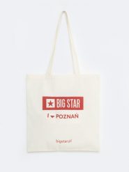 Torba bawełniana unisex PoznaŅ 102. Białe torby podróżne Big Star, z bawełny, na ramię, z nadrukiem, bez dodatków. Za 4.99 zł.