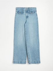 Jeansy straight wide leg ze średnim stanem - niebieski. Niebieskie jeansy damskie Sinsay. Za 69.99 zł.