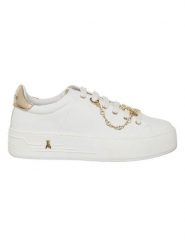 Patrizia Pepe Skórzane sneakersy w kolorze złoto-białym rozmiar: 41. Białe obuwie sportowe damskie Patrizia Pepe, bez zapięcia. Za 424.06 zł.