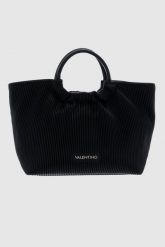 VALENTINO Czarna plisowana shopperka river re z saszetką. Czarne nerki i saszetki damskie Valentino by Mario Valentino, bez wzorów. W wyprzedaży za 549.99 zł.