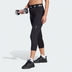 Legginsy Techfit Capri. Białe legginsy damskie Adidas, xs, bez wzorów, z materiału. Za 169.55 zł.