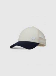 4F Czapka z daszkiem trucker uniseks - granatowa L/XL. Niebieskie czapki z daszkiem damskie 4F, na lato, z aplikacjami, z elastanu. W wyprzedaży za 59.99 zł.