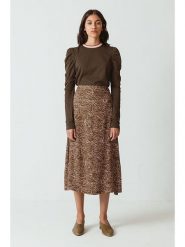 SKFK Spódnica "June" w kolorze brązowo-kremowym rozmiar: 40. Brązowe spódnice damskie SKFK, bez wzorów, z wiskozy, midi. Za 104.99 zł.