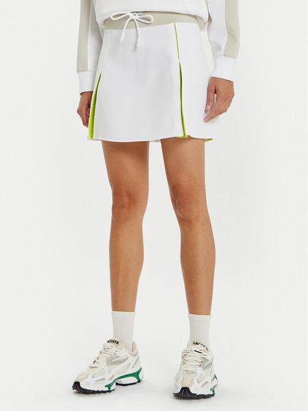 Lacoste Spódnica mini JF2671 Biały Regular Fit. Białe spódnice damskie Lacoste, bez wzorów, z syntetyku, mini. Za 389.99 zł.