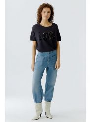 Oui Koszulka w kolorze czarnym rozmiar: 34. Czarne bluzki damskie Oui, bez wzorów, z bawełny, bez kołnierzyka, bez ramiączek. Za 173.99 zł.