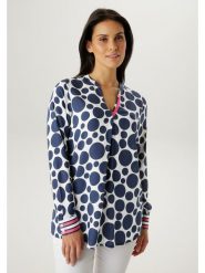 Aniston Bluzka w kolorze granatowo-białym rozmiar: 48. Niebieskie bluzki damskie Aniston, bez wzorów, z wiskozy, bez kołnierzyka, bez ramiączek. Za 173.99 zł.