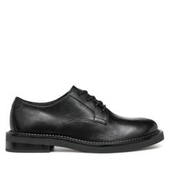 Oxfordy Geox. Czarne półbuty damskie Geox, bez wzorów, bez obcasa, bez zapięcia. Za 339.99 zł.