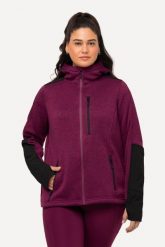 Damskie Kurtka polarowa odblaskowe nadruki kaptur otwór na kciuk. Brązowe kurtki damskie Ulla Popken, plus size, bez wzorów, z materiału, z kapturem. Za 311.99 zł.