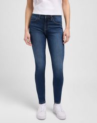 DAMSKIE SPODNIE LEE HIGH RISE SKINNY FIRST DATE 112346955 L34G016005. Rurki damskie Lee, bez wzorów, z jeansu. Za 189.99 zł.