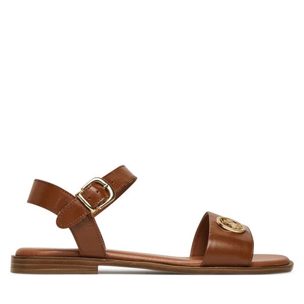 Sandały Beverly Hills Polo Club. Brązowe sandały damskie Beverly Hills Polo Club, bez wzorów, bez obcasa, na płaskiej podeszwie, bez zapięcia. Za 249.99 zł.