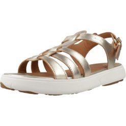 Sandały GEOX D NEBULA 2.0 C S Złoty. Żółte sandały damskie Geox, bez wzorów, ze skóry, bez obcasa, bez zapięcia. Za 353.99 zł.