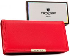 Portfel damski Peterson PTN 005-SAF czerwony. Czerwone portfele damskie Peterson, bez wzorów, ze skóry ekologicznej. Za 54.00 zł.
