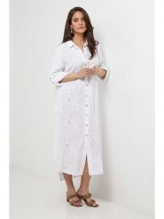 Rodier Lin Lniana sukienka w kolorze białym rozmiar: XL/XXL. Białe sukienki damskie Rodier Lin, bez wzorów, ze lnu, bez ramiączek. Za 140.86 zł.