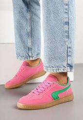 Różowo-Zielone Sneakersy w Stylu Klasycznych Tenisówek Ahleria. Czerwone obuwie sportowe damskie Born2be, z jeansu, bez zapięcia, tenisowe. Za 79.99 zł.